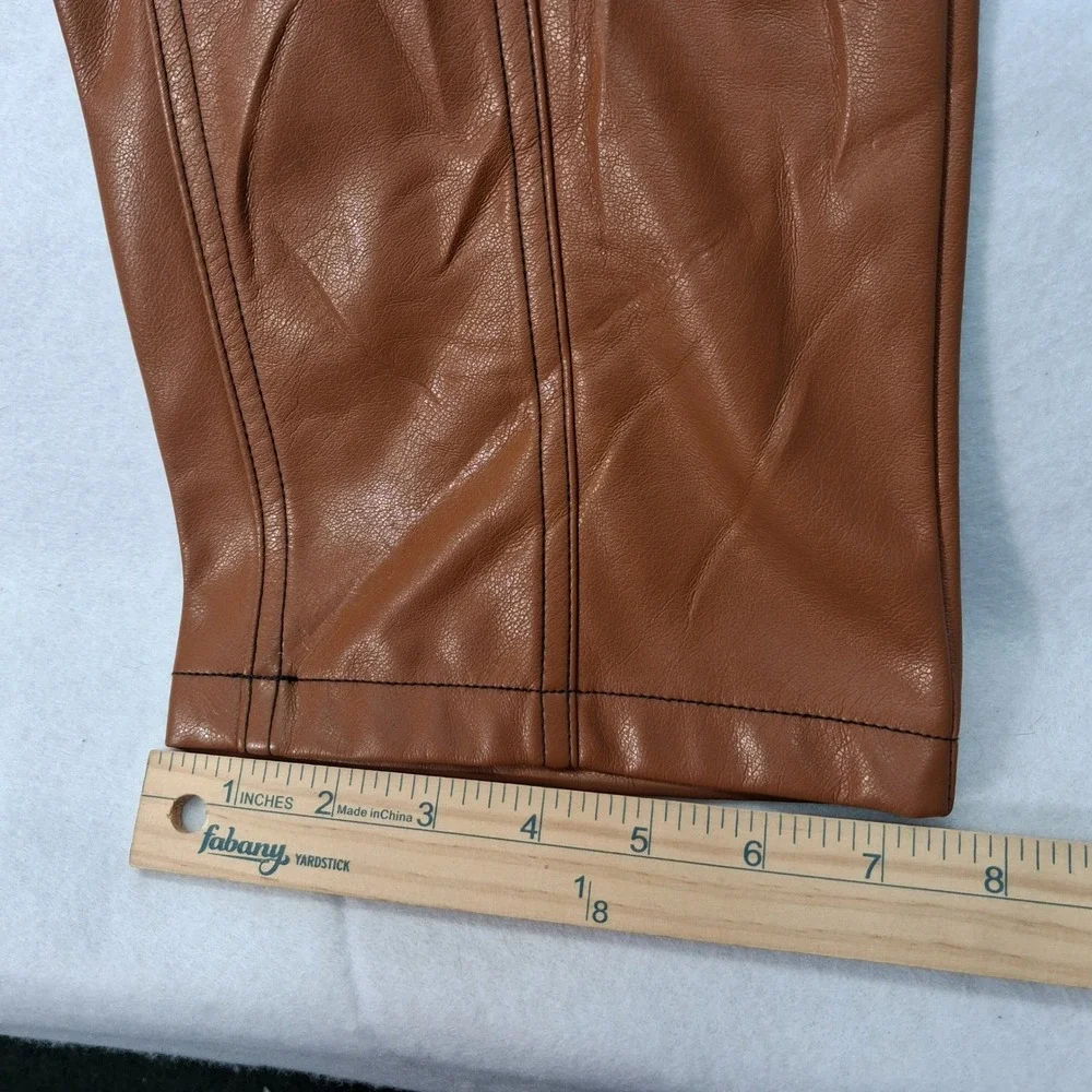 Shinestar Pants Womens Medium SP5351 Brown Vegan Leather Straight Leg NEW - Picture 9 of 9